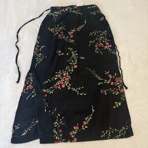 Vintage 90s Kathie Lee Maxi Skirt Women 10 Black Floral Fairy Whimsigoth Cottage